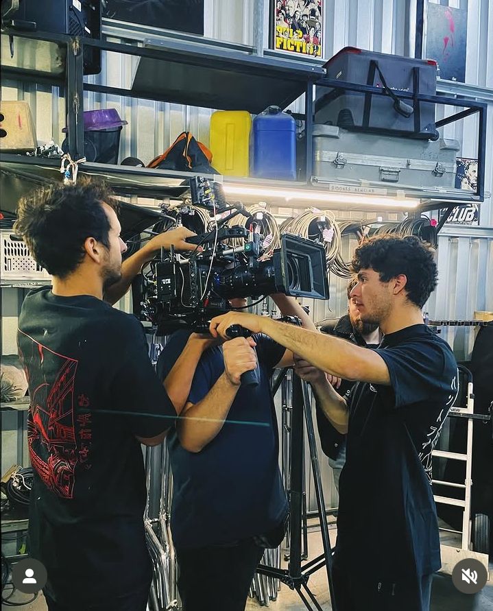 Crew setting up camera equipment