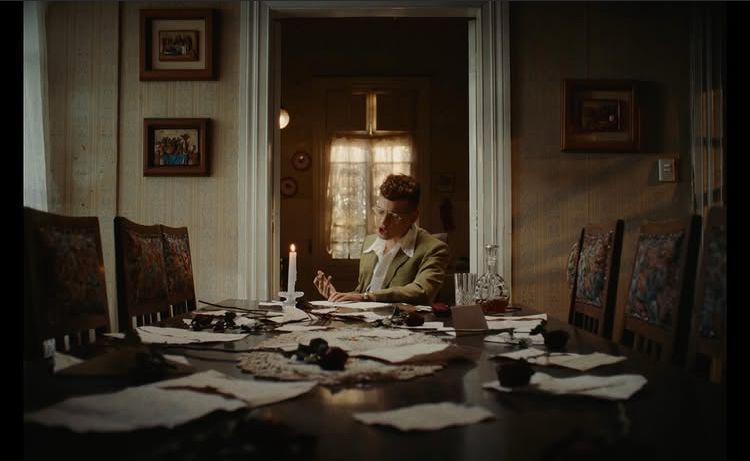 Cinematic dining scene with candle