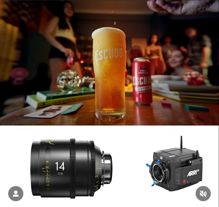 Escudo beer commercial and camera equipment