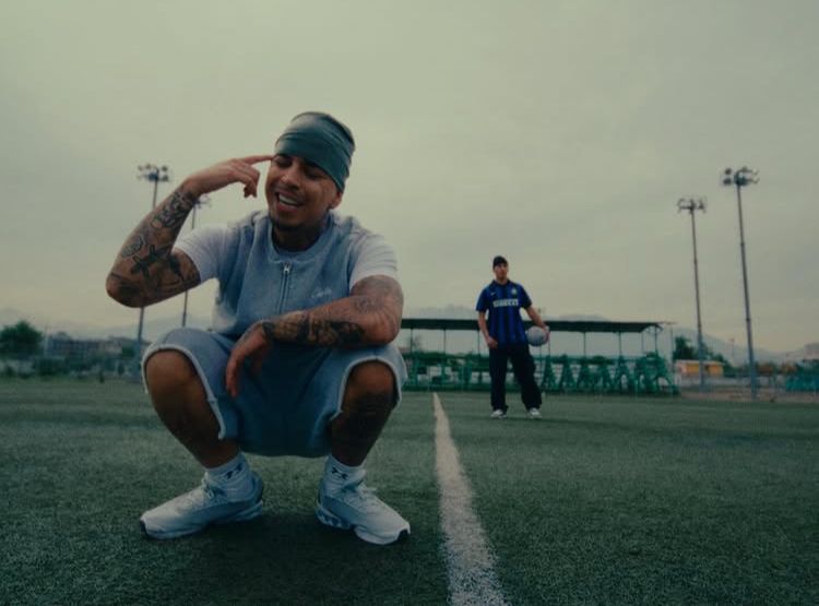 Sports commercial on soccer field