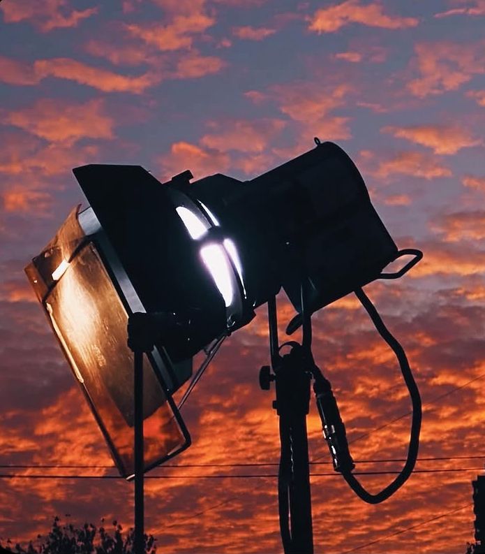 Professional film light against sunset